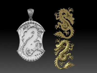 Chinese Dragon Pendant jewelry 3D print model