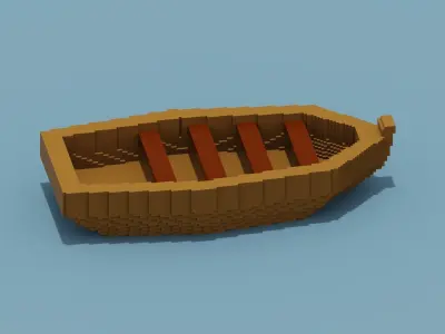 Voxel Boat Low-poly 3D model