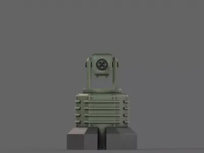 PBR Turret Gun 03 Green Low-poly 3D model