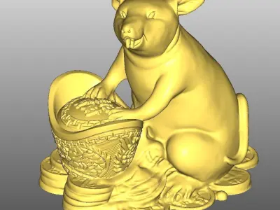 Gold mouse ingot lucky 3D print model