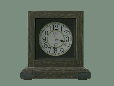Table clock  high poly detailed clock face Low-poly 3D model