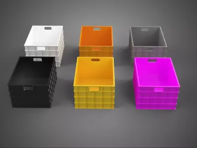STANDARD YELLOW PURPLE ORANGE WHITE BLACK GRAY PLASTIC CRATE BOX 3D model