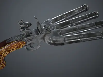 Flintlock Assault Pistol - model and textures Low-poly 3D model