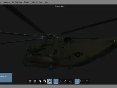 Helicopter 3d Model in computer screen 3D model