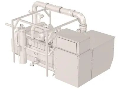 Engine Model Low Poly diesel 3D model
