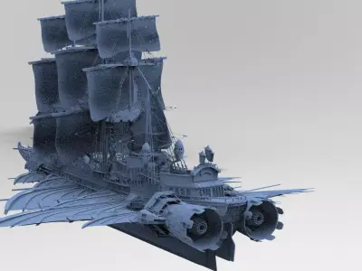 Airship Frigate with Sails 3D model  3D model