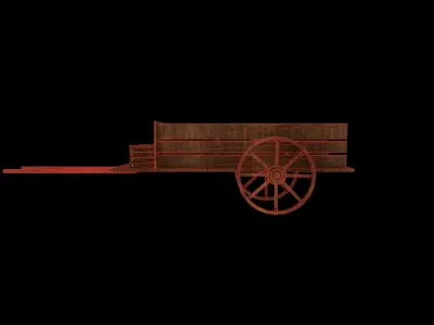  Medieval wood cart Low-poly 3D model