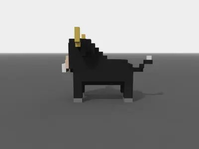 Voxel Bull Low-poly 3D model
