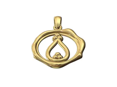 Bead crown wax seal pendant charm 3D print model