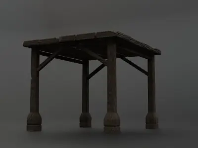 Table wooden Low-poly 3D model