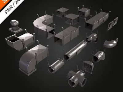 Air Pipes Vents Low-poly 3D model