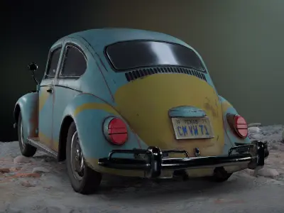 Game-ready Volkswagen Beetle - 1967 Low-poly 3D model