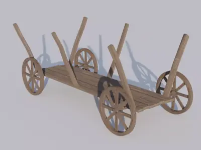 Wodeen cart Low-poly 3D model