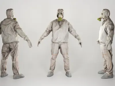 Soviet Liquidator of nuclear accident of Chernobyl in A-pose 95 Low-poly 3D model