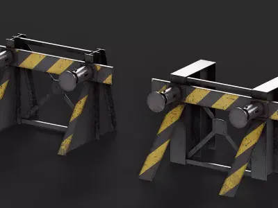 Train Buffer Stops Low-poly 3D model
