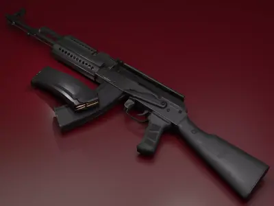 Ak-47 Assault Rifle Low-poly 3D model