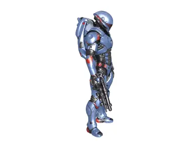 High-Quality Sci-Fi Soldier 3D Model Futuristic Armored Warrior  3D model