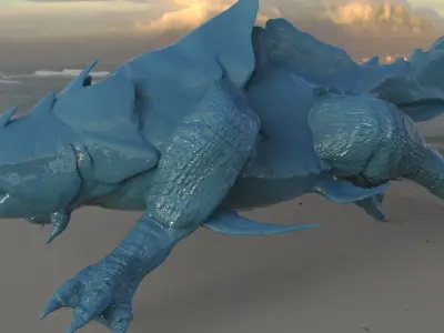 Megalodon Dragon Hybrid with UVs 3D model