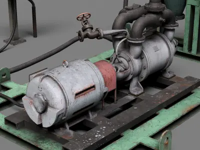 Industrial vacuum pump system Low-poly 3D model