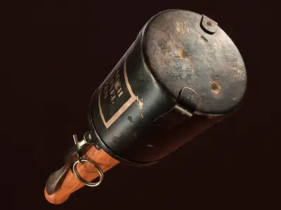 GERMAN STICK GRENADE Low-poly 3D model
