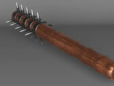 Spiked medieval war club Low-poly 3D model