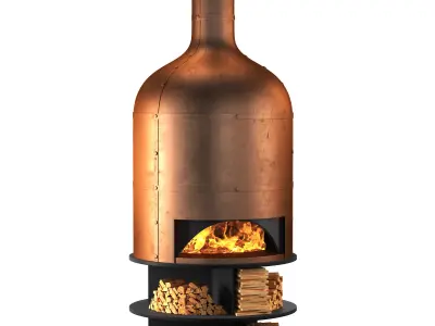 Copper oven fireplace for pizza and barbecue 3D model