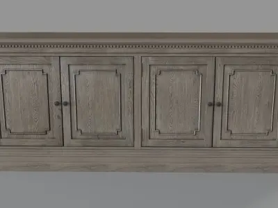 St James Panel Sideboard Antique Grey Oak 3D model