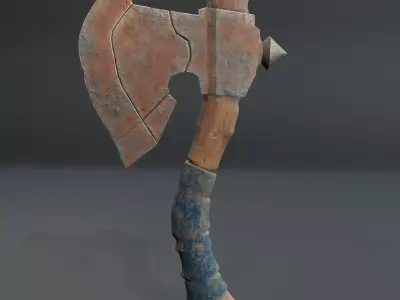 Stylized Rusty Axe 3D Model  Game Ready Weapon Low Poly PBR Free low-poly 3D model