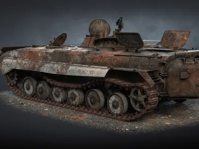 BMP-1 Destroyed Game Ready Low-poly 3D model