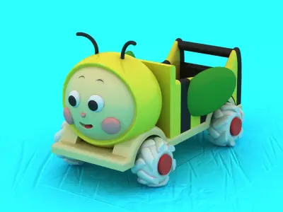 3D Cute Caterpillar Toy Car with Playful Design 3D print model