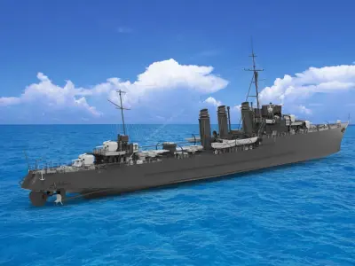French destroyer Bourrasque 3D model