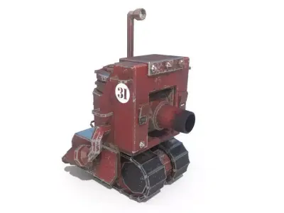 Tank  chibi cartoon Low-poly 3D model