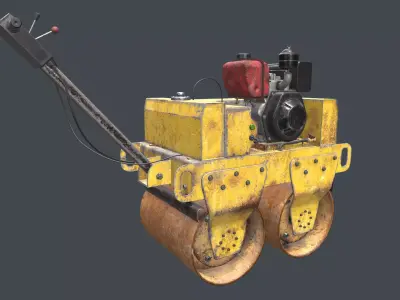 Mini Road Roller Low-poly 3D model