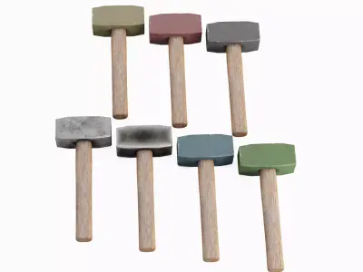 Industrial Wooden Hammer Set Low-poly 3D model