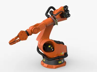 KUKA 210 2 Cinema 4D Rigged industrial robotic arm 3D model