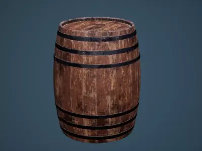 Barrel wooden Low-poly 3D model 4