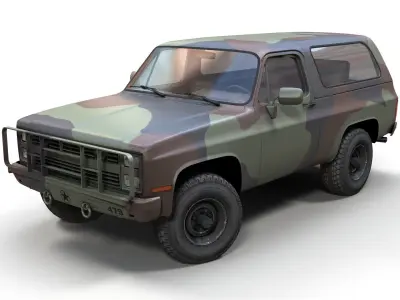 USA military offroad vehicle Low-poly 3D model