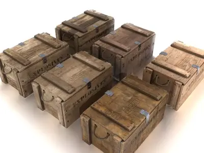 Explosives crate pack PBR Low-poly 3D model