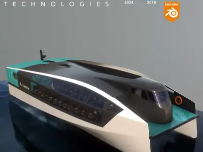 Artemis hydrofoil electric ship Low-poly 3D model
