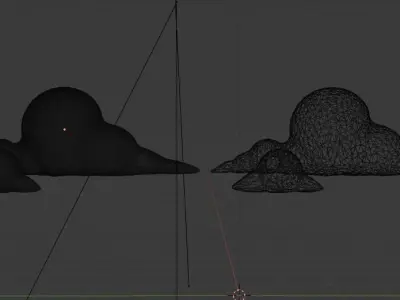 low poly cloud model in sky Low-poly 3D model
