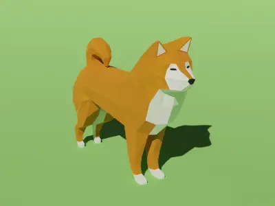 Shiba Inu - low-poly 3D model rigged dog Low-poly 3D model