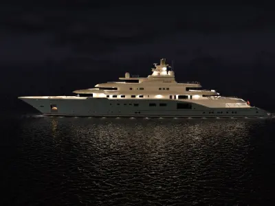 Radiant Suprtyacht Night Scene 3D model