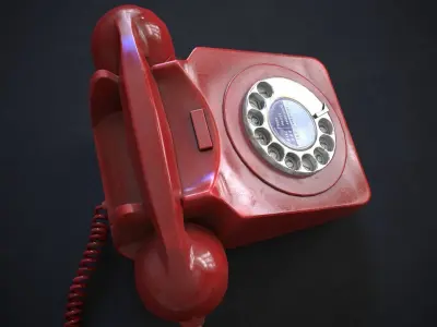 Vintage Telephone Rotary Low-poly 3D model