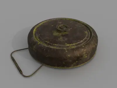 Landmine rusty metal pot with handle Low-poly 3D model