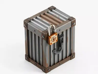 Rusty Industrial Metal Crate Low-poly 3D model