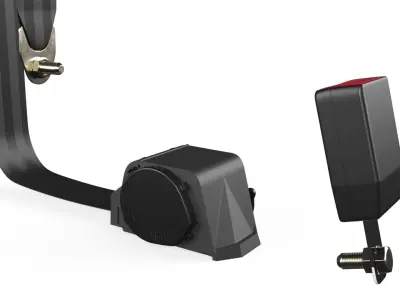 Retractable Car Seat Belt Set with Buckle Black 3D model