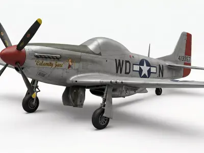 American P-51 Mustang Fighter 3D Model Low-poly 3D model