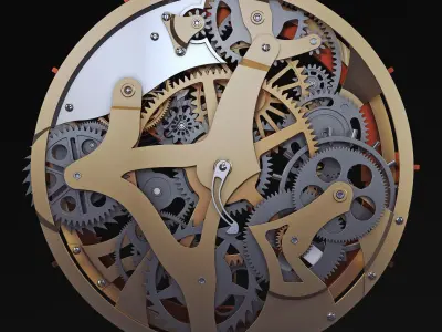 Clock Mechanism With Gears v 2 3D model