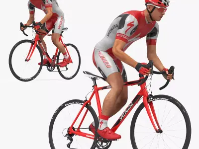 Cyclist Ride Fast Standing Animated Rigged For Maya 3D model