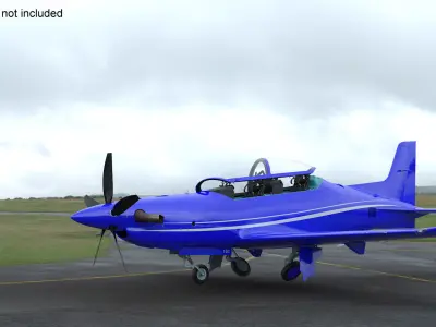 Training Aircraft Blue Rigged for Cinema 4D 3D model